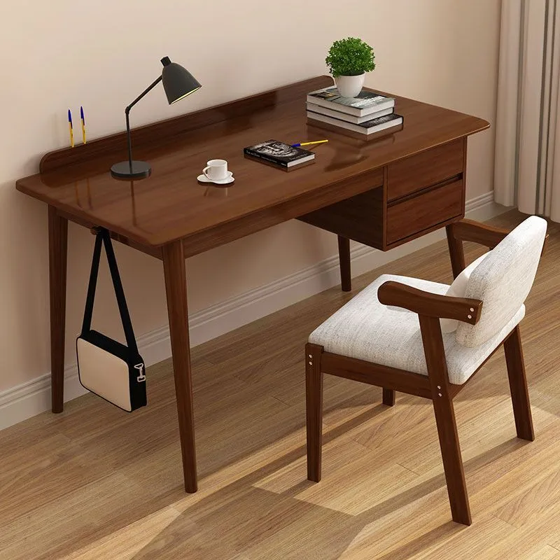 Parsons – bureau moderne en bois d'hévé, bureau d'écriture en bois massif pour la maison Clearhalo