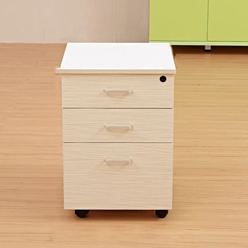 Piédestal en bois de classeurs contemporains avec serrure à clé pour le bureau à domicile Clearhalo