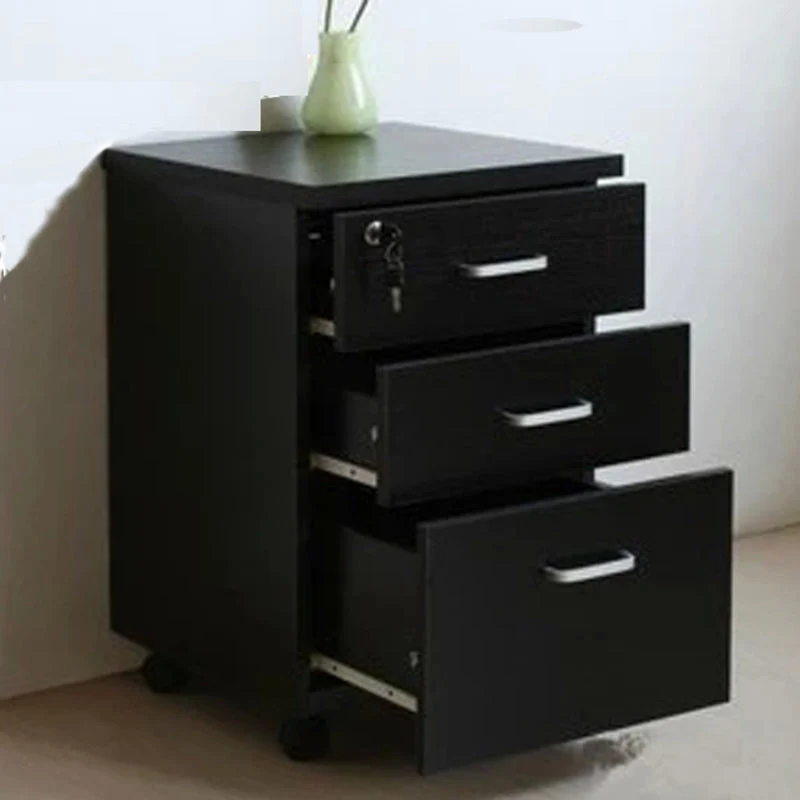 Piédestal en bois de classeurs contemporains avec serrure à clé pour le bureau à domicile Clearhalo