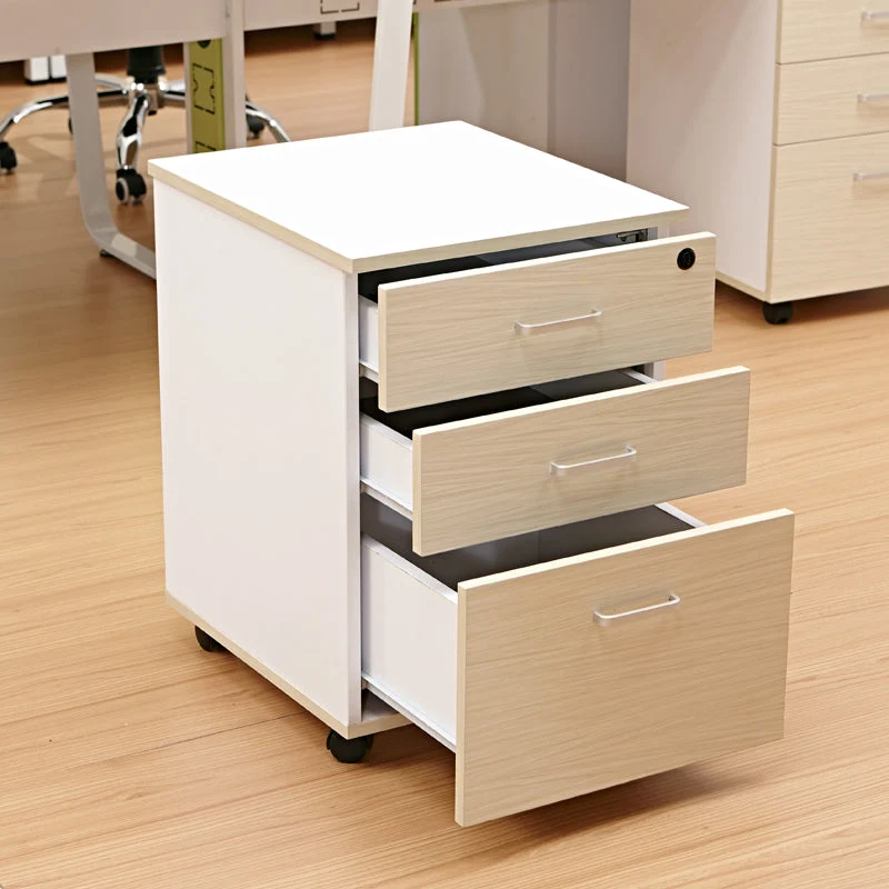 Piédestal en bois de classeurs contemporains avec serrure à clé pour le bureau à domicile Clearhalo