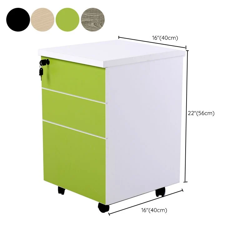 Piédestal en bois de classeurs contemporains avec serrure à clé pour le bureau à domicile Clearhalo