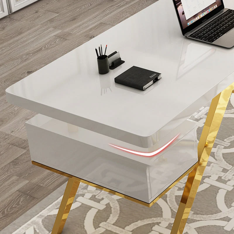 Piédestal de bureau en bois artificiel Glam avec classeur de 27,6 po de large Clearhalo