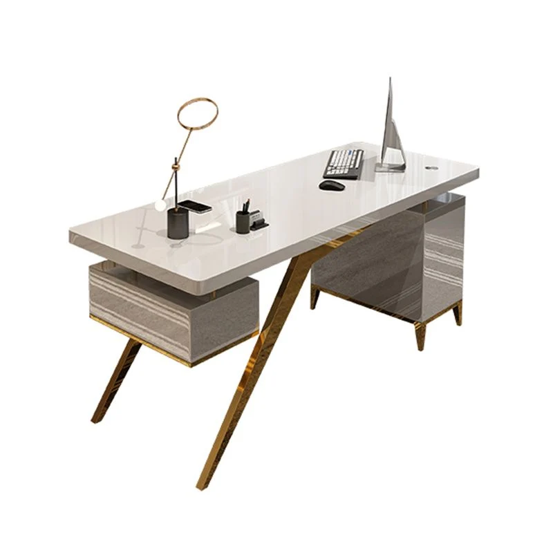 Piédestal de bureau en bois artificiel Glam avec classeur de 27,6 po de large Clearhalo