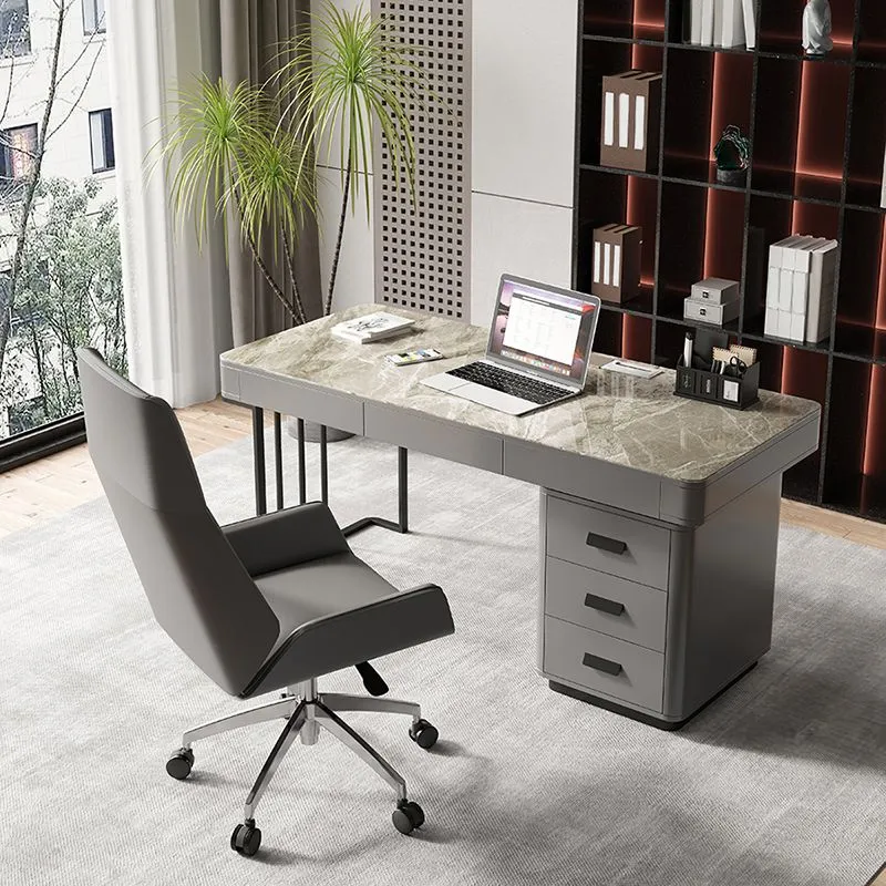 Piédestal de bureau en étain de 27,6 po de large avec gestion des câbles Clearhalo
