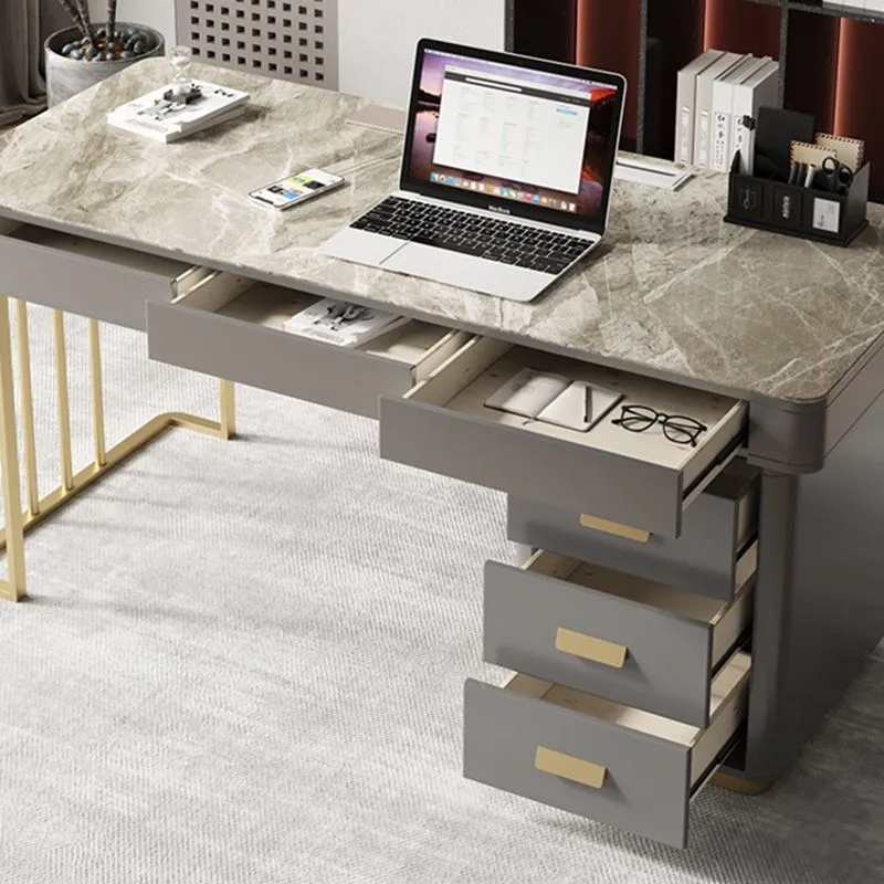 Piédestal de bureau en étain de 27,6 po de large avec gestion des câbles Clearhalo