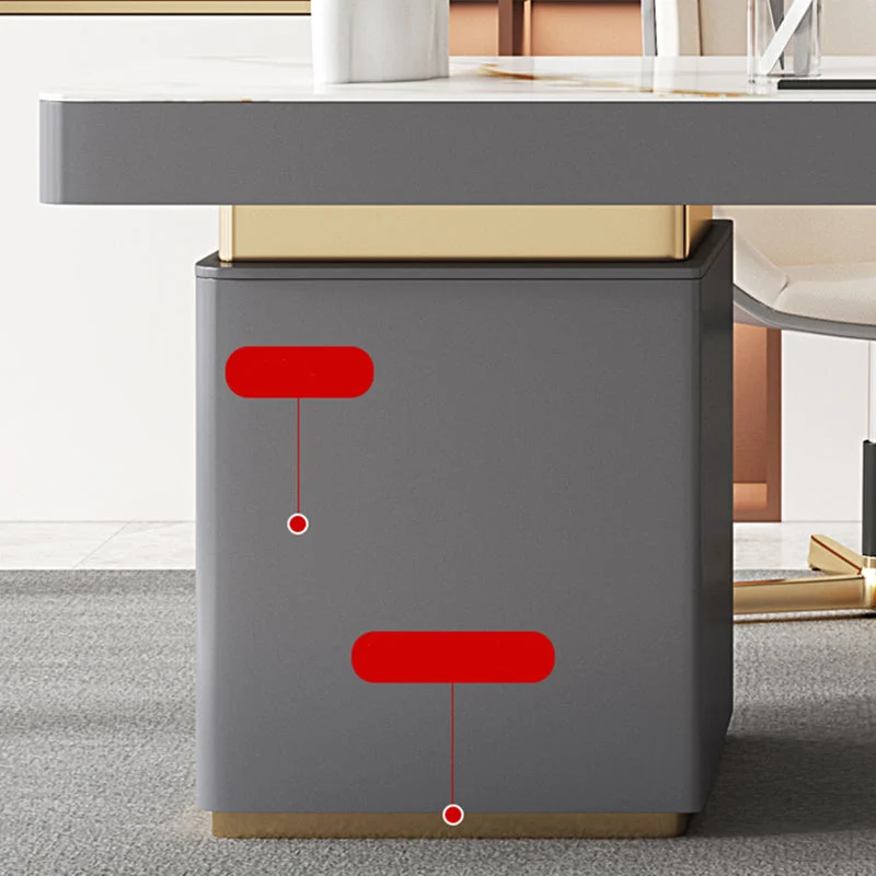 Piédestal de bureau en étain de 27,6 po de large avec gestion des câbles Clearhalo