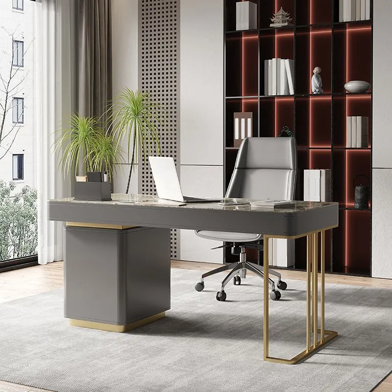 Piédestal de bureau en étain de 27,6 po de large avec gestion des câbles Clearhalo