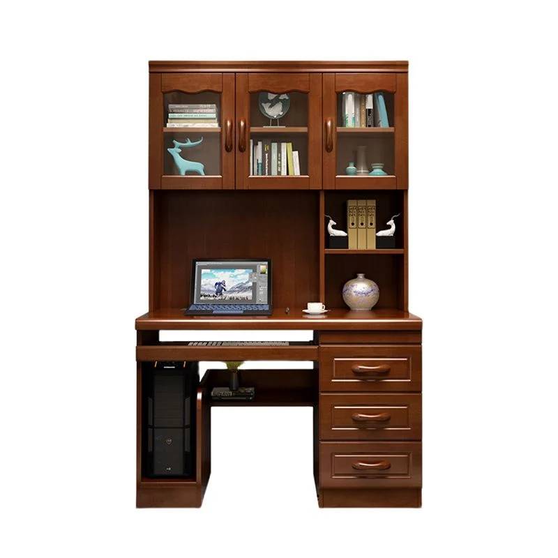 Plateau de clavier moderne, bureau d'ordinateur en bois massif, bureau à domicile avec tiroirs Clearhalo