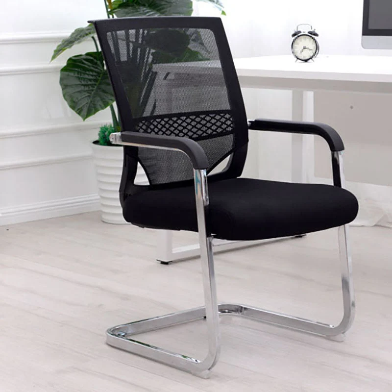 Soutien lombaire moderne de chaise de bureau de bras fixes aucune chaise de bureau de roues Clearhalo