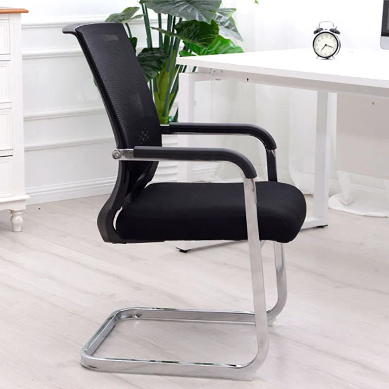 Soutien lombaire moderne de chaise de bureau de bras fixes aucune chaise de bureau de roues Clearhalo