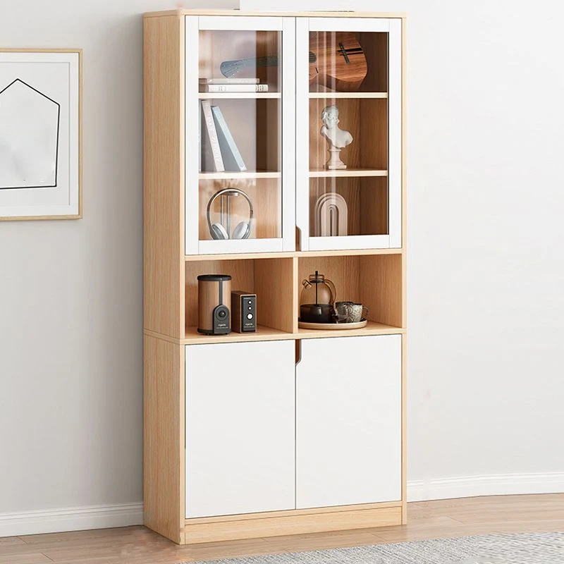 Le stockage contemporain de classeur étagère le classeur en bois de détail en verre Clearhalo