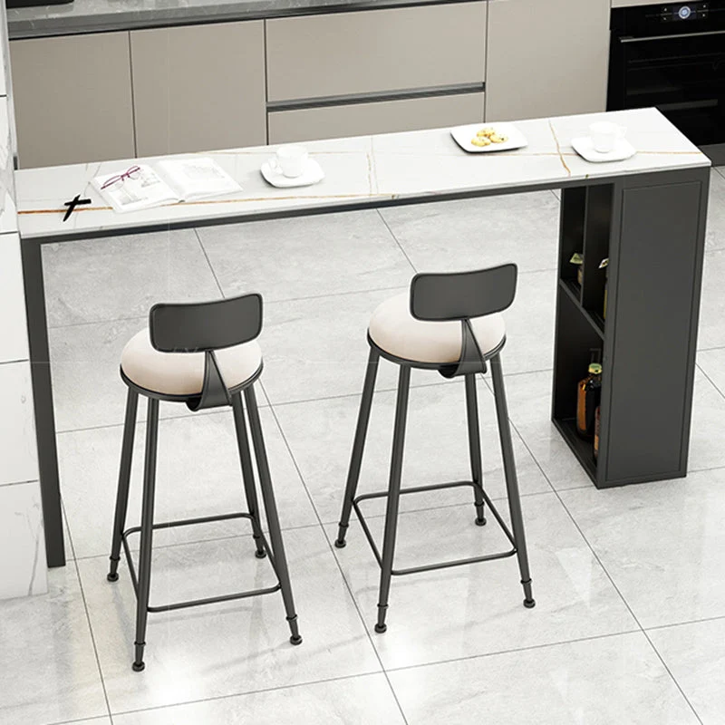 Table de bar rectangulaire de style Glam, ensemble de 1/2/3 pièces en pierre pour la maison Clearhalo
