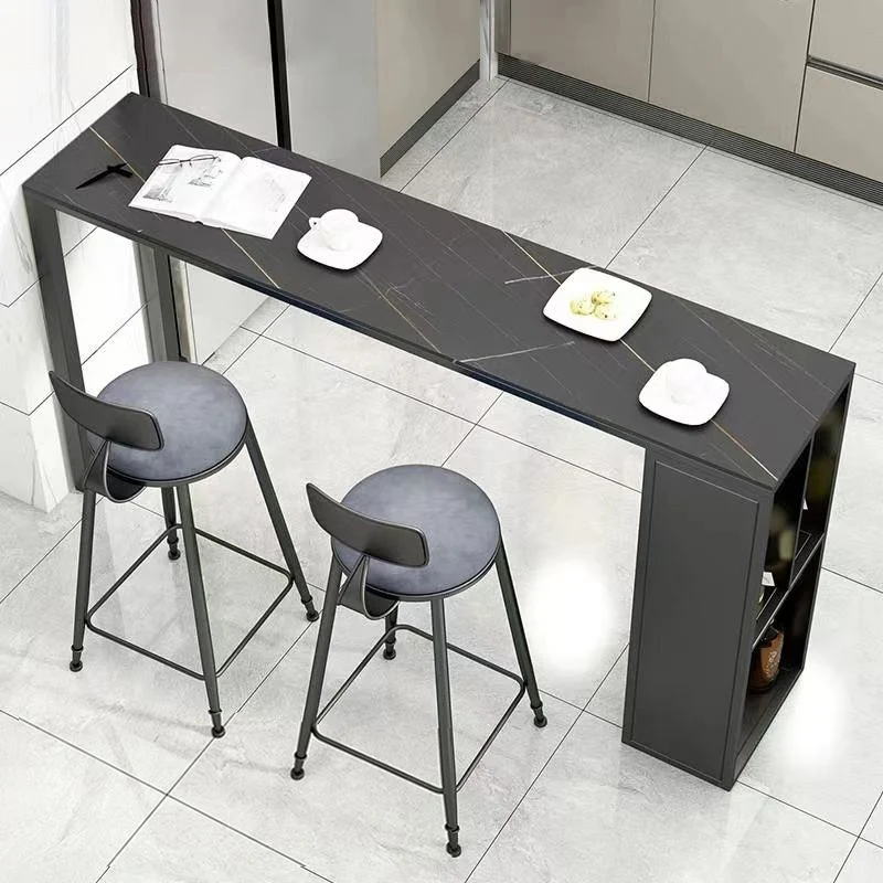 Table de bar rectangulaire de style Glam, ensemble de 1/2/3 pièces en pierre pour la maison Clearhalo