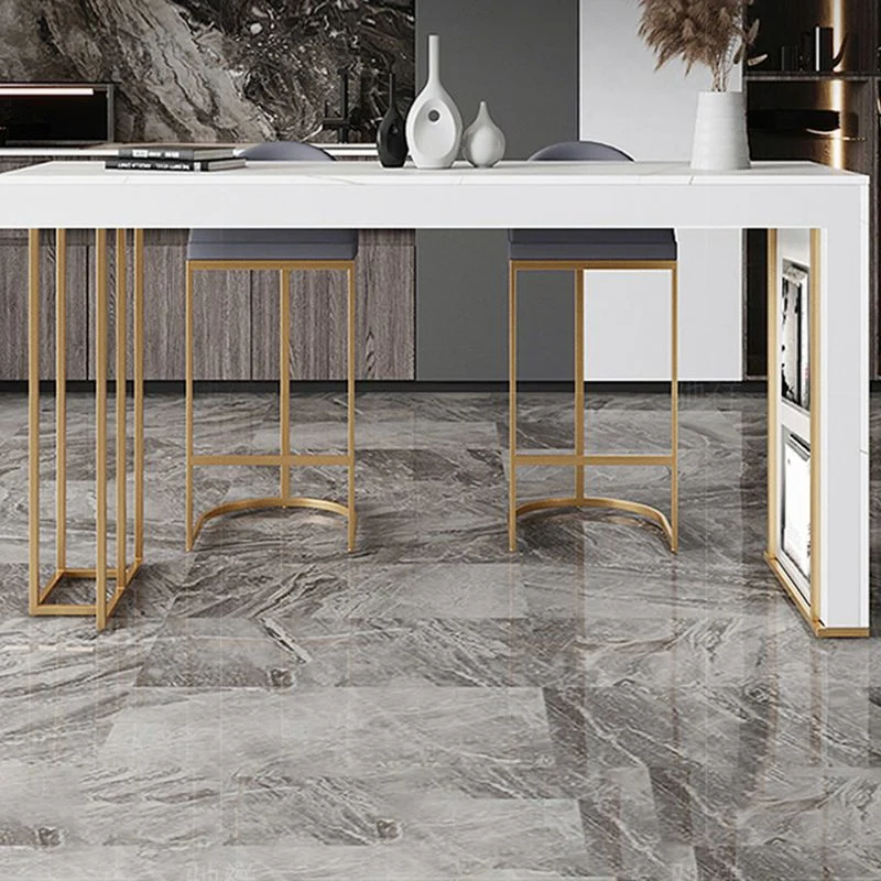 Table de bar rectangulaire de style Glam, ensemble de 1/2/3 pièces en pierre pour la cuisine Clearhalo