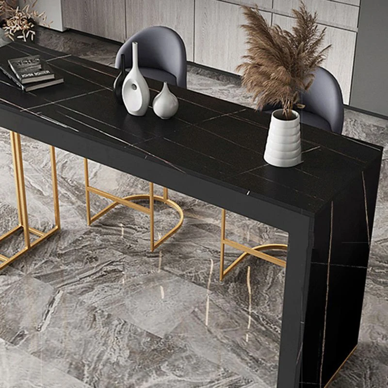 Table de bar rectangulaire de style Glam, ensemble de 1/2/3 pièces en pierre pour la cuisine Clearhalo