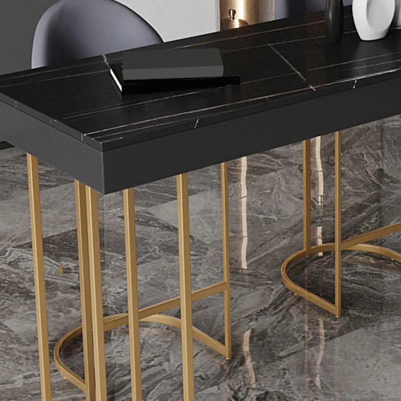 Table de bar rectangulaire de style Glam, ensemble de 1/2/3 pièces en pierre pour la cuisine Clearhalo