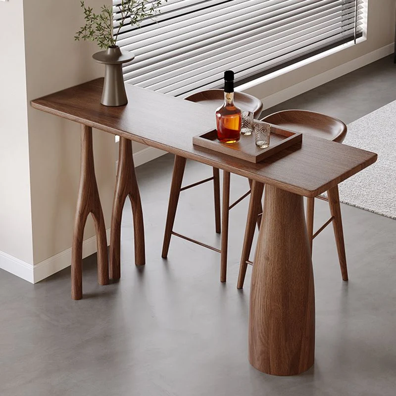 Table de bar rectangulaire de style industriel, ensemble de 1/2/3 pièces en bois pour la cuisine Clearhalo