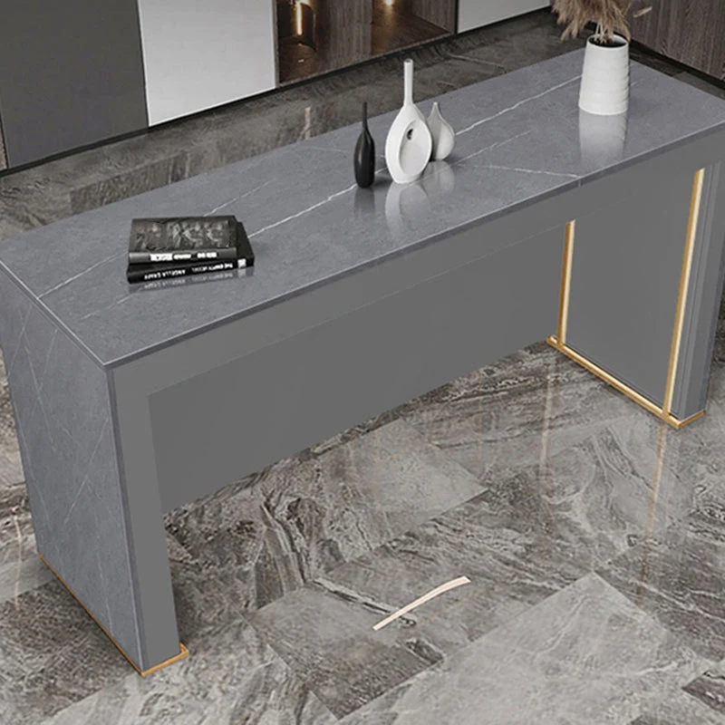 Table de bar rectangulaire de style moderne, ensemble de 1/2/3 pièces en pierre pour usage domestique Clearhalo