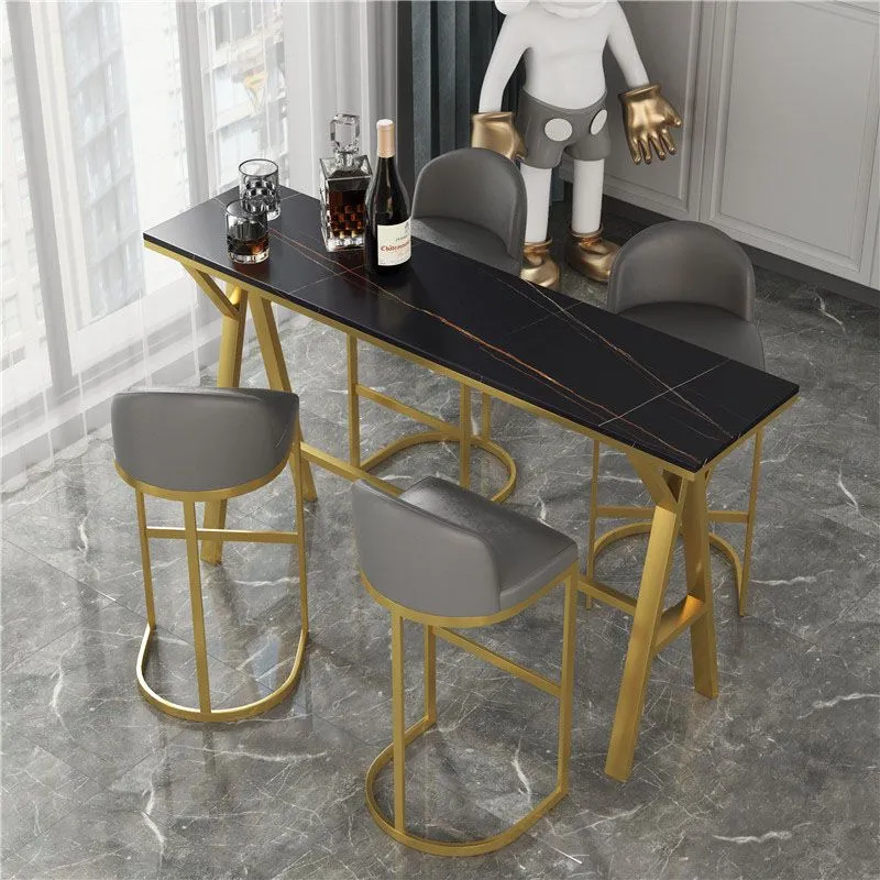 Table de bar rectangulaire et tabourets Ensemble de table de pub Glam 1/3/5 pièces Clearhalo