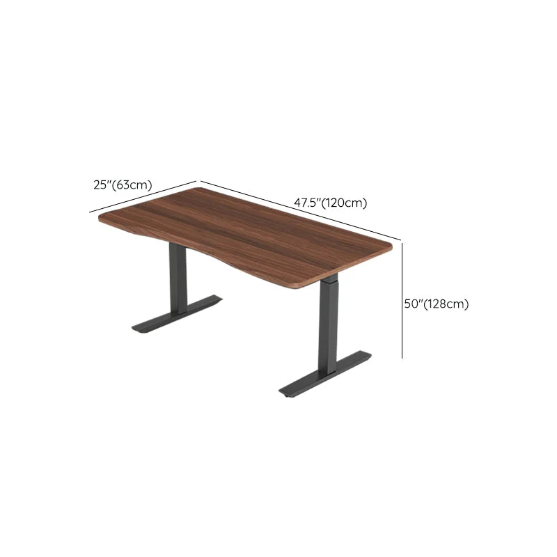 Table de bureau d'ordinateur de forme irrégulière, bureau d'écriture en bois marron Clearhalo