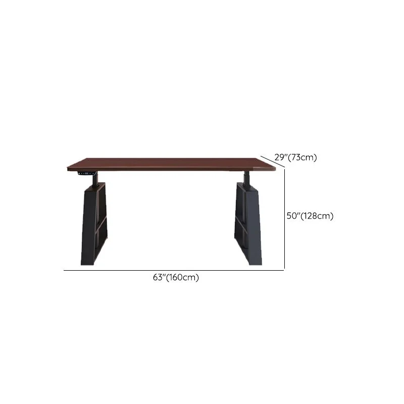 Table de bureau d'ordinateur de forme rectangulaire, bureau d'écriture en bois marron Clearhalo