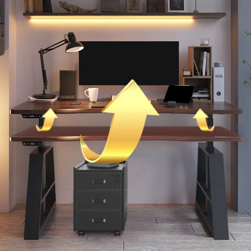 Table de bureau d'ordinateur de forme rectangulaire, bureau d'écriture en bois marron Clearhalo
