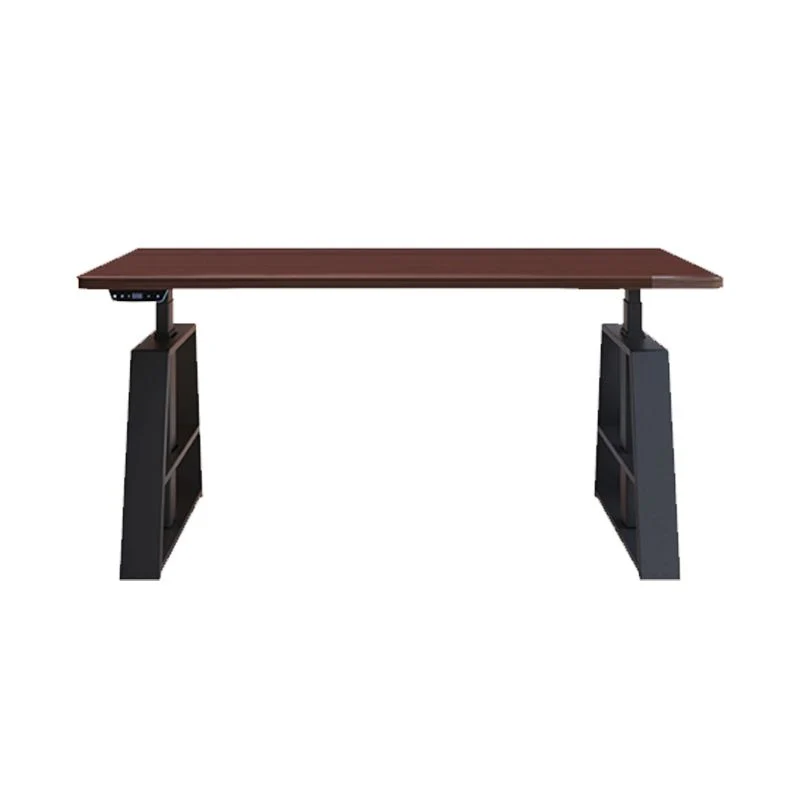 Table de bureau d'ordinateur de forme rectangulaire, bureau d'écriture en bois marron Clearhalo