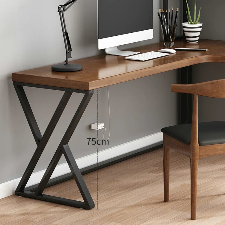 Table de bureau en forme de L, bureau industriel en pin massif, sans étagère ni chaise Clearhalo