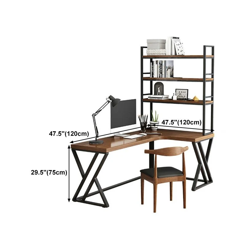 Table de bureau en forme de L, bureau industriel en pin massif, sans étagère ni chaise Clearhalo