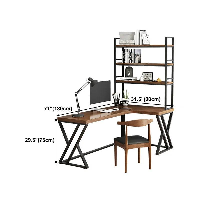 Table de bureau en forme de L, bureau industriel en pin massif, sans étagère ni chaise Clearhalo