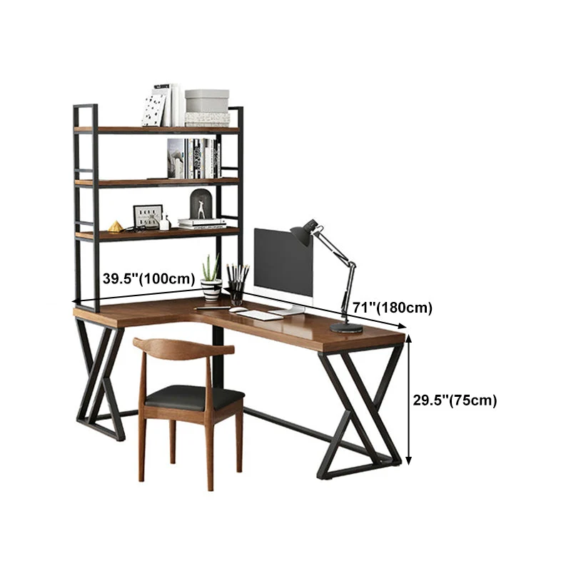 Table de bureau en forme de L, bureau industriel en pin massif, sans étagère ni chaise Clearhalo