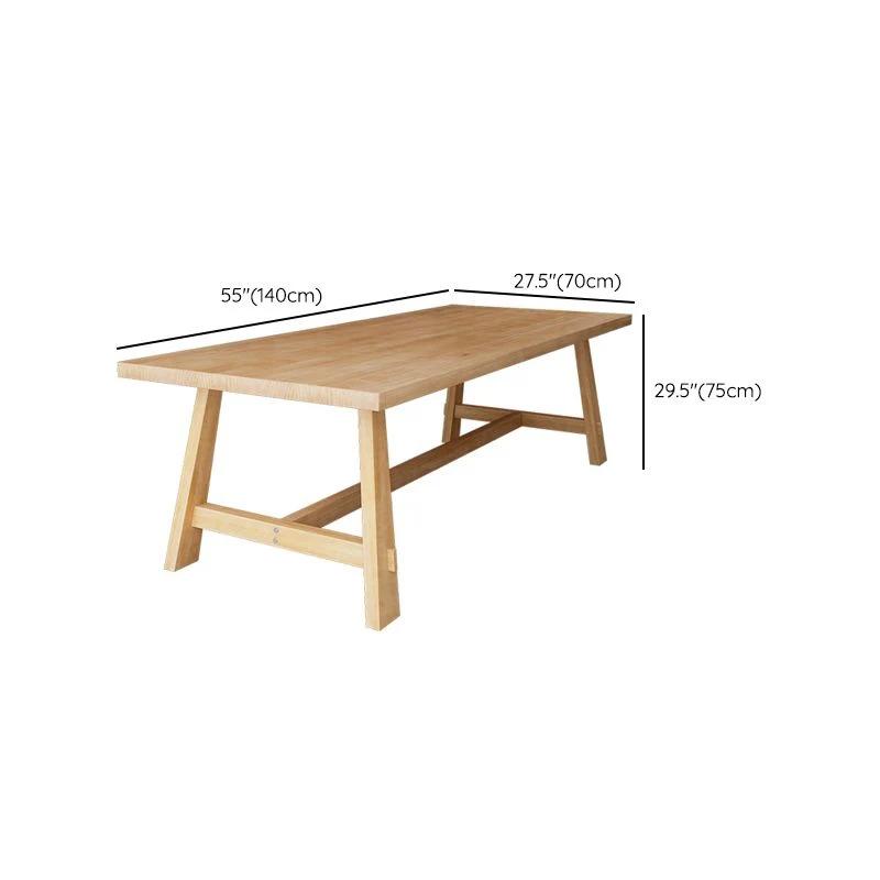 Table de bureau de forme rectangulaire, bureau de conférence en bois avec 2 pieds en naturel Clearhalo