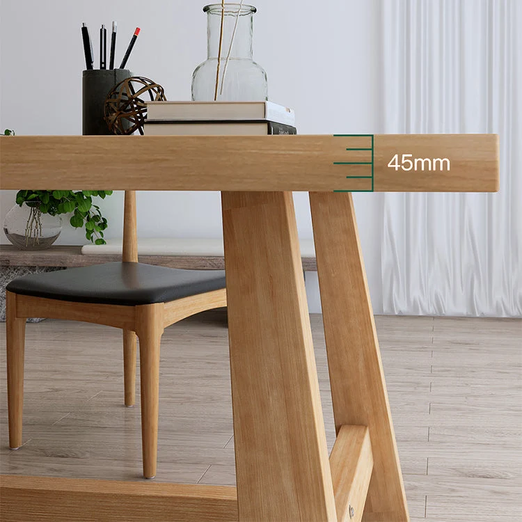 Table de bureau de forme rectangulaire, bureau de conférence en bois avec 2 pieds en naturel Clearhalo