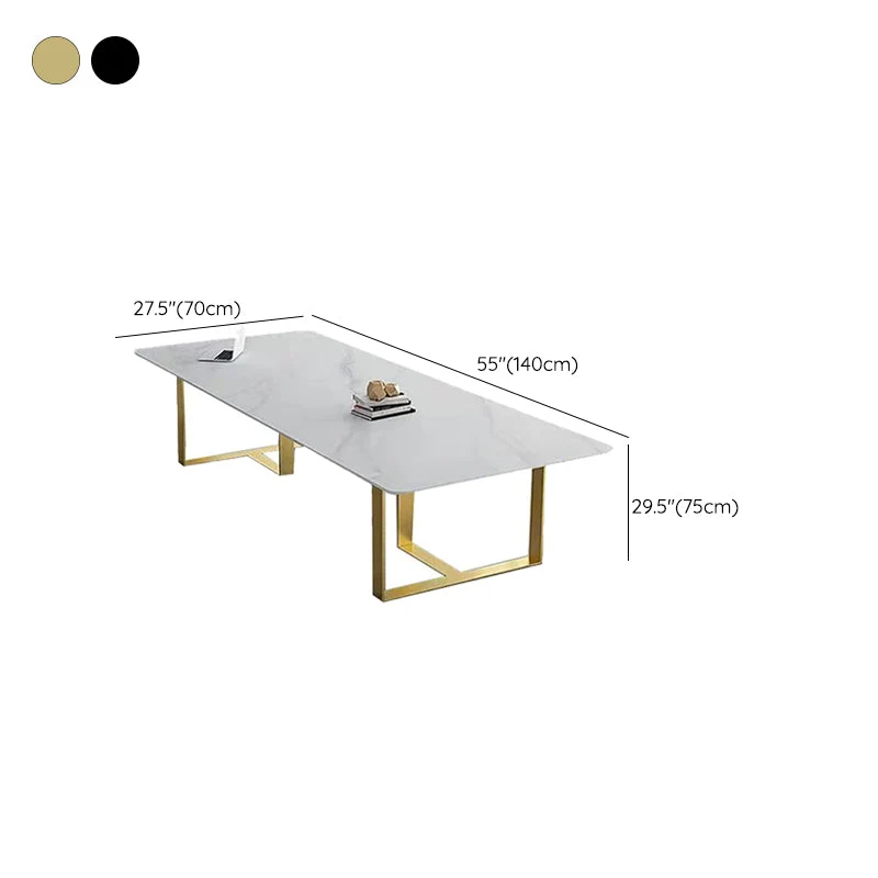 Table de bureau de forme rectangulaire de bureau de conférence en pierre de style moderne avec 2 pieds pour le bureau Clea...