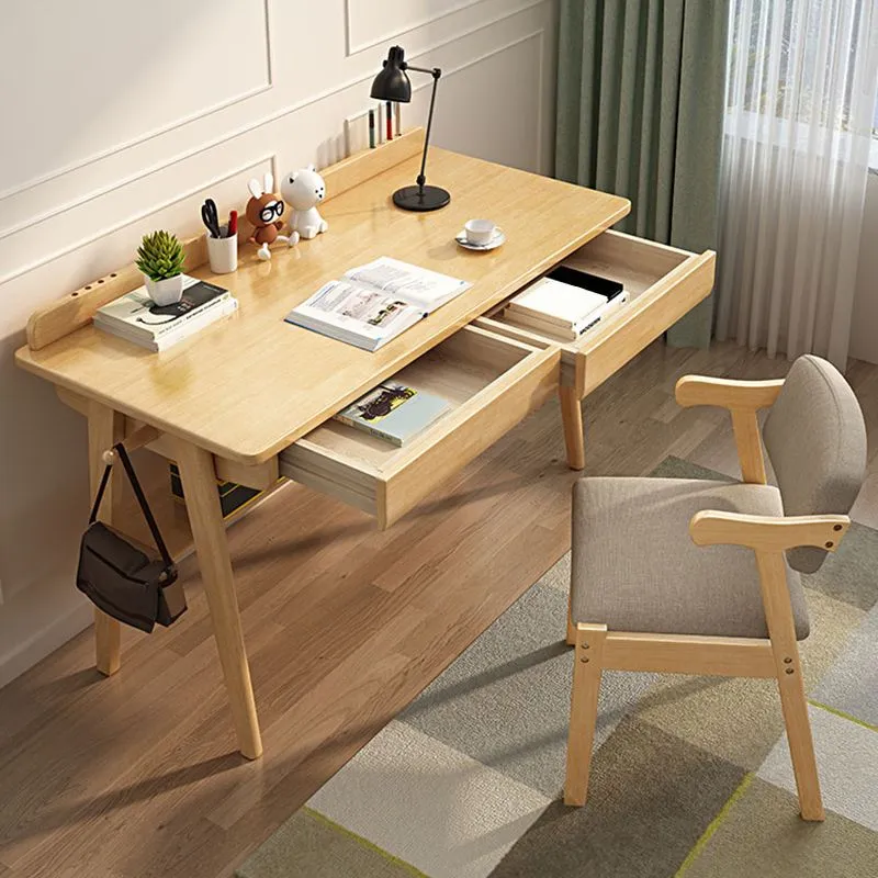 Table de bureau de forme rectangulaire, bureau d'écriture en bois pour la maison Clearhalo
