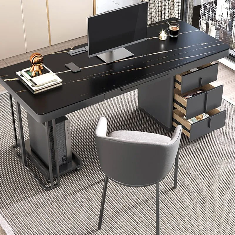 Table de bureau de forme rectangulaire de bureau d'écriture de style moderne en pierre avec 2 pieds pour le bureau Clearhalo