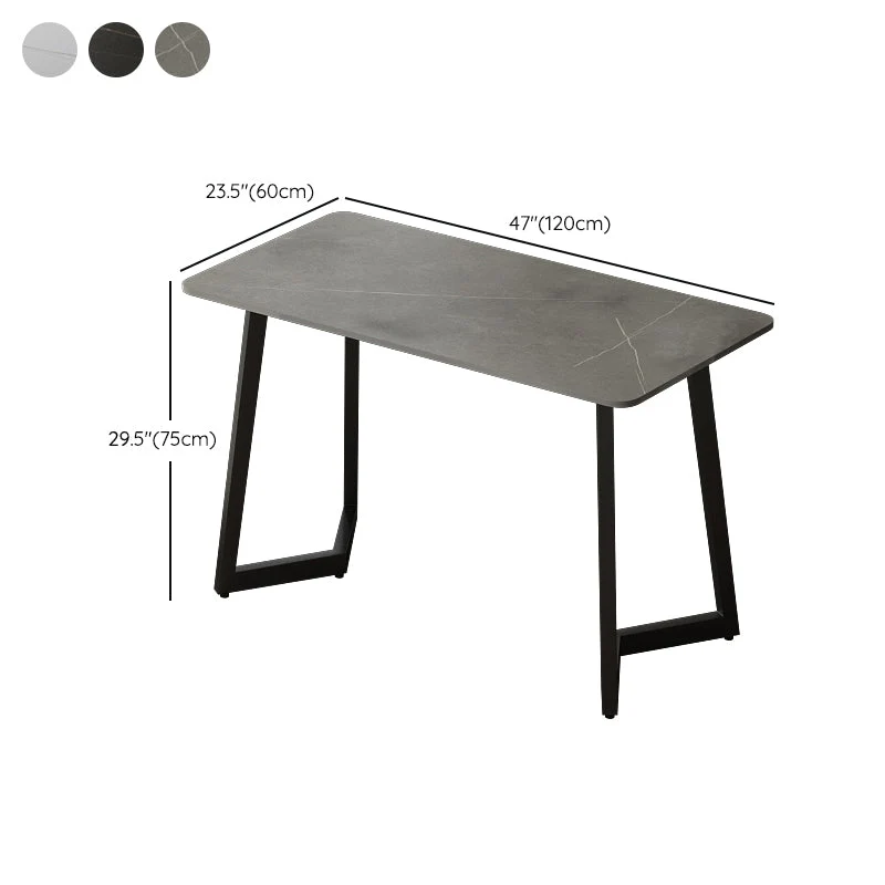 Table de bureau de forme rectangulaire, bureau d'écriture en pierre, gris/blanc/noir Clearhalo