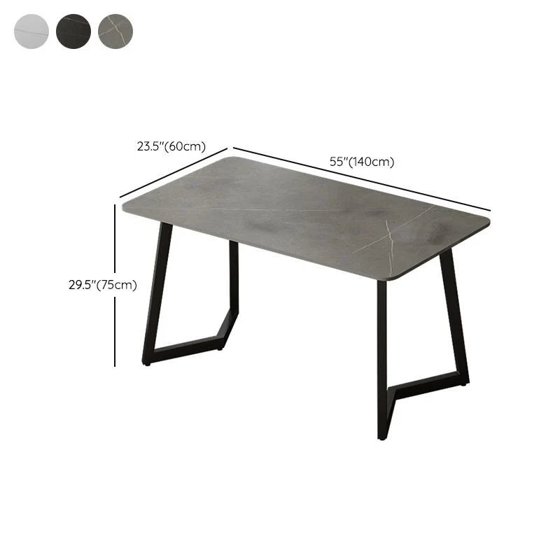 Table de bureau de forme rectangulaire, bureau d'écriture en pierre, gris/blanc/noir Clearhalo