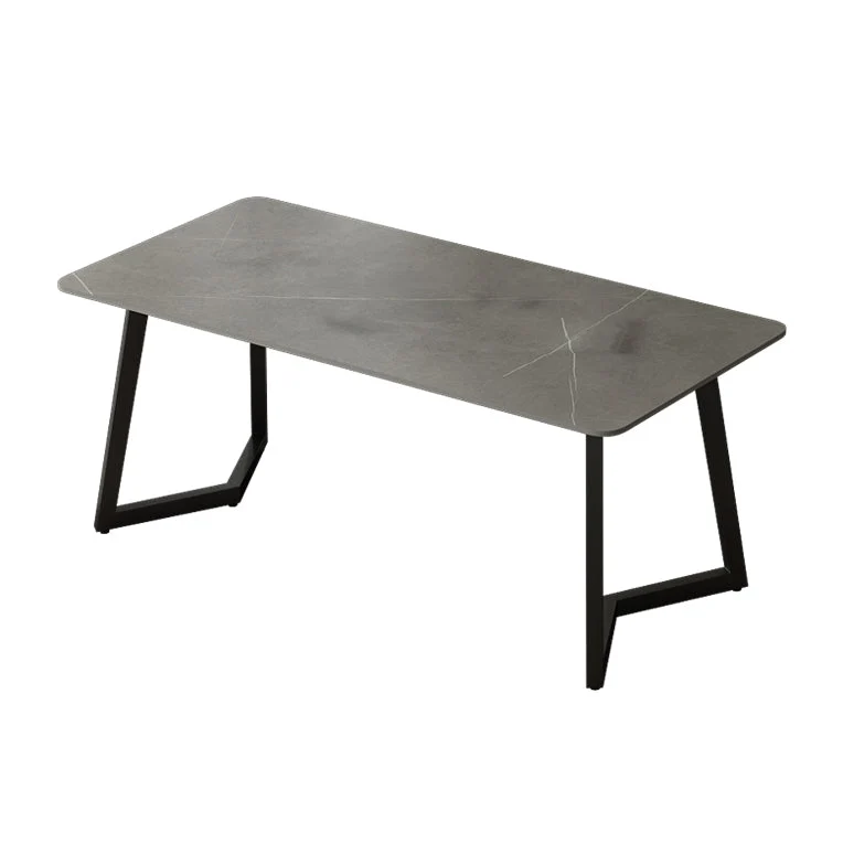 Table de bureau de forme rectangulaire, bureau d'écriture en pierre, gris/blanc/noir Clearhalo