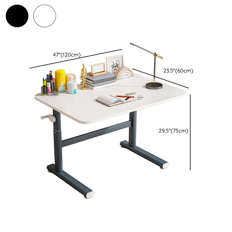 Table de bureau de forme rectangulaire, bureau d'écriture en bois, blanc/noir Clearhalo