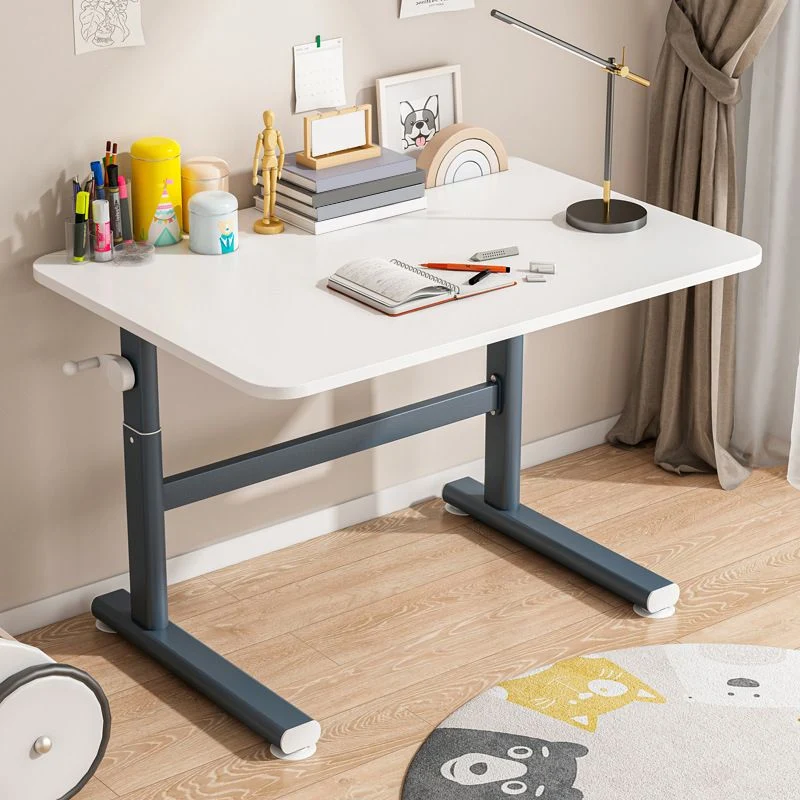 Table de bureau de forme rectangulaire, bureau d'écriture en bois, blanc/noir Clearhalo