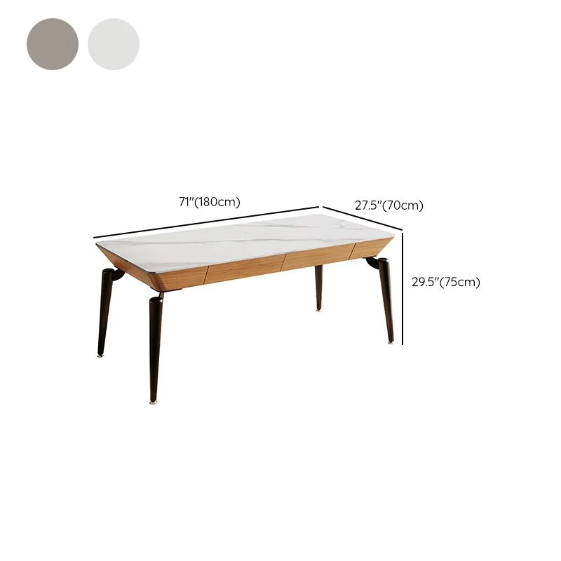 Table de bureau de forme rectangulaire, bureau d'écriture en pierre gris/blanc Clearhalo