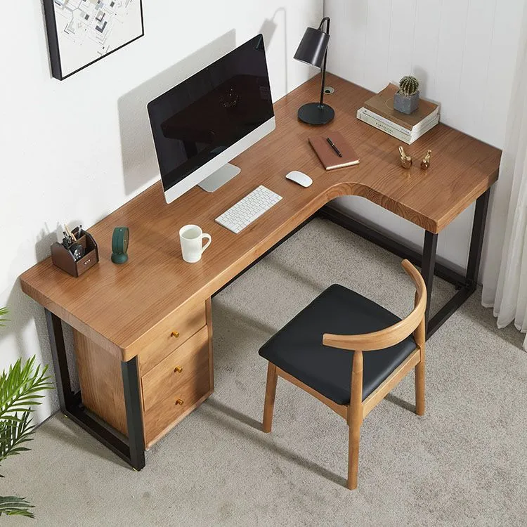 Table de bureau industrielle en forme de T avec base en forme de H Clearhalo