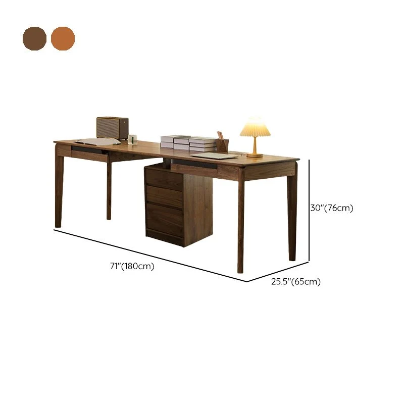 Table de bureau moderne en bois massif, bureau d'écriture à domicile avec 5 tiroirs Clearhalo