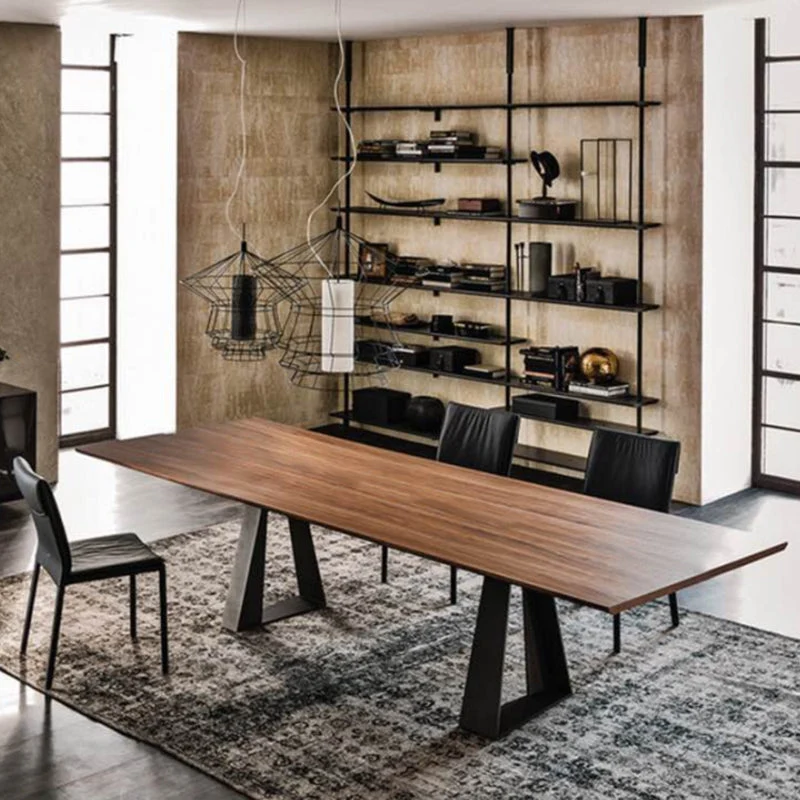 Table de bureau moderne de forme rectangulaire, bureau d'écriture en bois marron Clearhalo