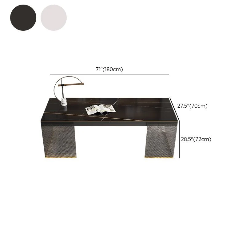 Table de bureau moderne de forme rectangulaire, bureau d'écriture en noir/blanc Clearhalo
