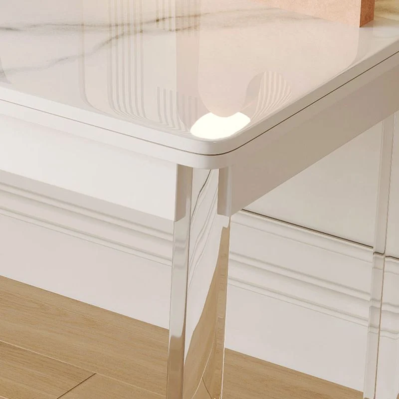 Table de bureau moderne de forme rectangulaire, bureau d'écriture en pierre blanc Clearhalo