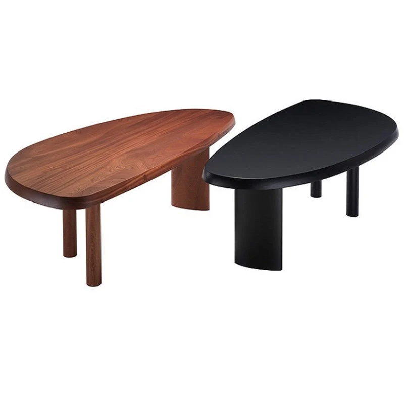 Table de bureau pour ordinateur portable de forme irrégulière, bureau d'écriture en bois noir/marron Clearhalo