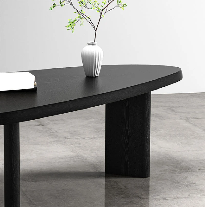 Table de bureau pour ordinateur portable de forme irrégulière, bureau d'écriture en bois noir/marron Clearhalo