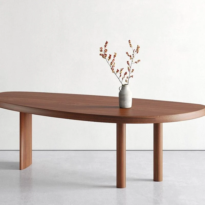 Table de bureau pour ordinateur portable de forme irrégulière, bureau d'écriture en bois noir/marron Clearhalo